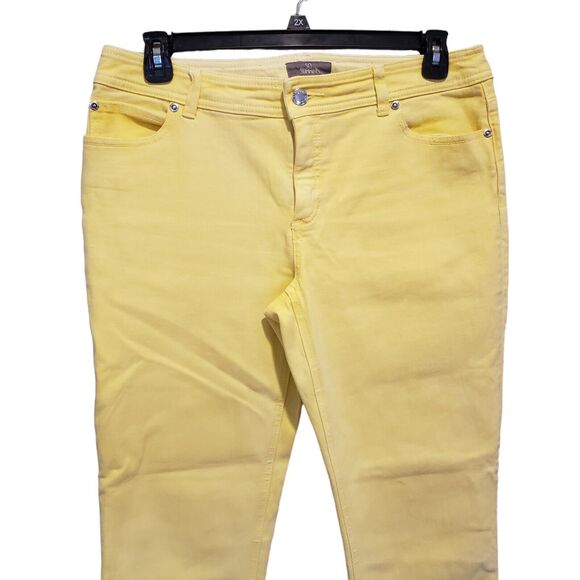 Chico’s Women’s So Slimming Girlfriend Slim Leg Ankle Jeans 1 Yellow - Picture 2 of 9